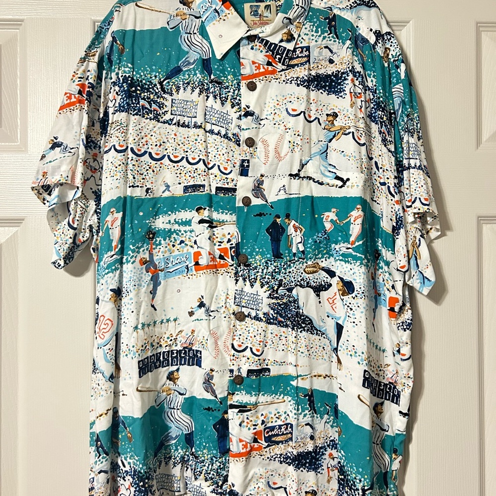 Vintage Kahala Hawaiian Shirt – Men’s XXL – Baseball Print – Aloha Button Up